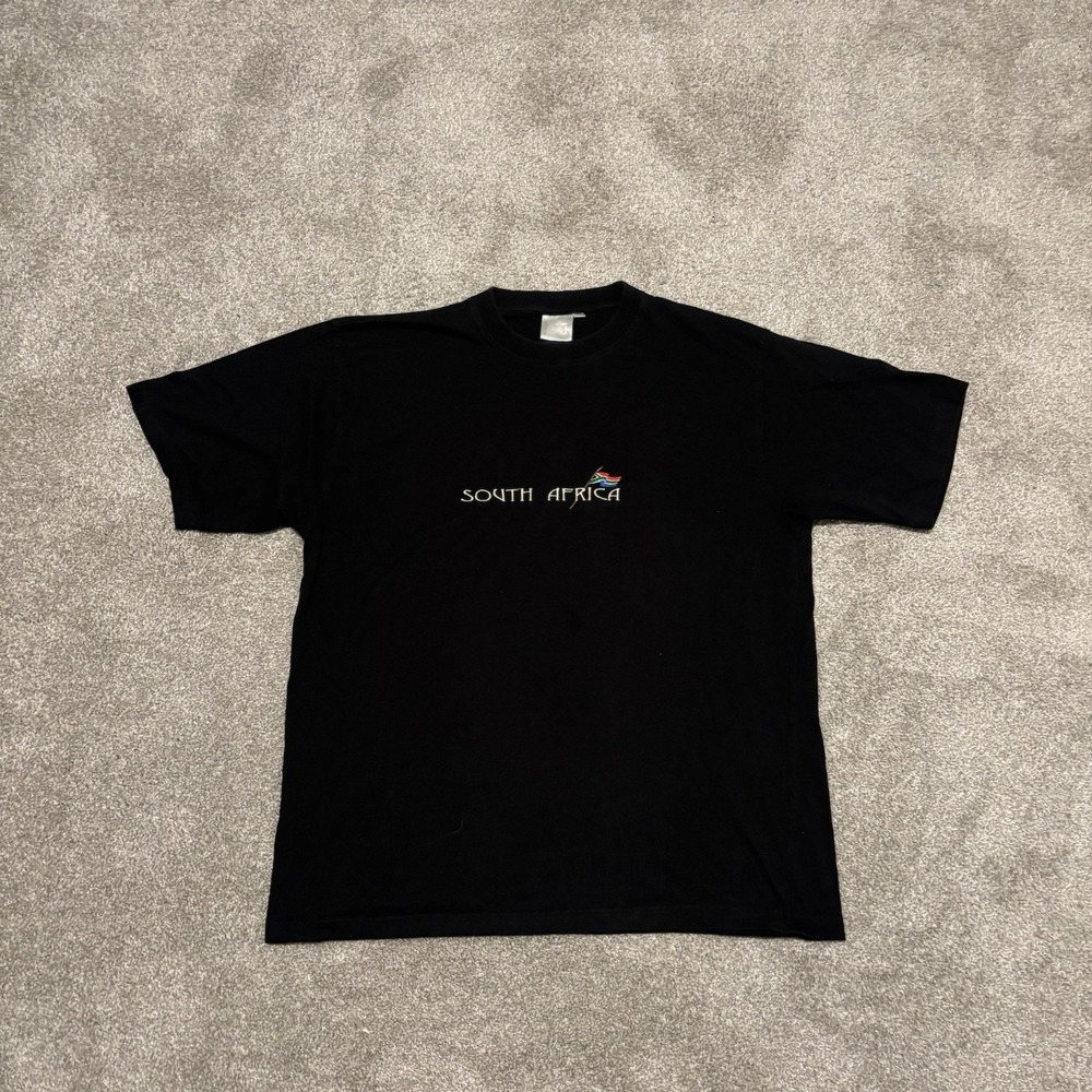 Vintage South Africa T-shirt Black Embroidered US AFRICA Size XXL
